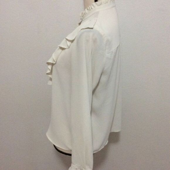 Zara‎ Basic Collection Ivory Long-sleeve Ruffle Blouse - Picture 3 of 8